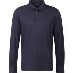 Reduzierte Blaue Langärmelige FEDELI Bio Langarm-Poloshirts mit Knopf aus Jersey für Herren Größe 4 XL 