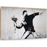 Reduzierte Schwarze Moderne Banksy XXL Leinwandbilder 80x120 1-teilig 