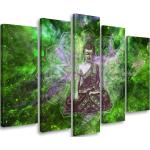 Grüne Asiatische XXL Leinwandbilder mit Mandala-Motiv 100x200 5-teilig 