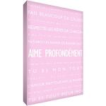 Feel Good Art "Aime Profonmentment" auf Leinwand, moderne Typografische Optik, 40 x 60 cm, Blassrosa