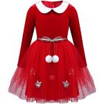 Rote Elegante Langärmelige Kinderkleider mit Ärmeln mit Rüschen aus Spitze für Babys Größe 152 für den für den Winter 