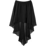 Schwarze Unifarbene Elegante Asymmetrische Chiffonröcke aus Chiffon maschinenwaschbar für Damen Einheitsgröße für den für den Sommer 