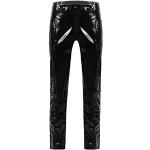 Schwarze Punk Atmungsaktive Kunstlederhosen mit Reißverschluss aus Leder für Herren Größe L für Partys für den für den Sommer 