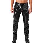 Schwarze Punk Atmungsaktive Herrenlederhosen mit Reißverschluss aus Leder Größe 4 XL für Partys für den für den Sommer 