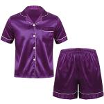 Violette Unifarbene Pyjamas kurz aus Satin maschinenwaschbar für Herren Größe XL für den für den Sommer 