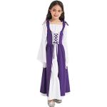 Violette Bestickte Maxi Mittelalterkleider aus Spitze für Kinder 