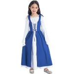Blaue Bestickte Maxi Mittelalterkleider aus Spitze für Kinder Größe 158 