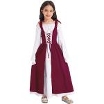 Burgundfarbene Bestickte Gothic Maxi Kinderfestkleider mit Reißverschluss aus Spitze für Mädchen 