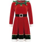 Rote Elegante Langärmelige Kinderkleider A-Linie mit Elfenmotiv für Mädchen Größe 140 