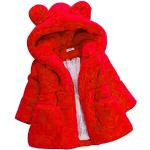 Rote Unifarbene Kinderstrickjacken mit Kapuze mit Reißverschluss aus Fleece für Mädchen für den für den Winter 