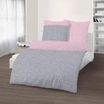 Rosa Feinbiber Bettwäsche mit Reißverschluss aus Baumwolle 135x200 2-teilig 