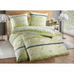Grüne Gestreifte KAEPPEL Feinbiber Bettwäsche mit Reißverschluss aus Baumwolle maschinenwaschbar 135x200 