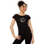 Schwarze Kurzärmelige Fellherz Emoji Smiley Vegane Nachhaltige T-Shirts aus Baumwolle für Damen Größe S 