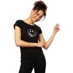 Schwarze Kurzärmelige Fellherz Emoji Smiley Vegane Nachhaltige T-Shirts aus Baumwolle für Damen Größe XS 