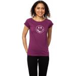Lila Kurzärmelige Fellherz Emoji Smiley Vegane Nachhaltige T-Shirts aus Baumwolle für Damen Größe M 