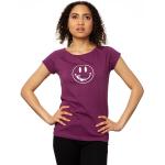 Lila Kurzärmelige Fellherz Emoji Smiley Vegane Bio Nachhaltige T-Shirts aus Baumwolle für Damen Größe XL 