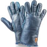 Cobaltblaue Fellhof Kinderfingerhandschuhe aus Lammfell Größe 4.5 