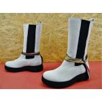 Weiße Felmini Ankle Boots & Klassische Stiefeletten aus Leder für Damen Größe 39 