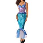 Violette Schulterfreie Meerjungfrau-Kostüme mit Pailletten aus Mesh für Damen Größe XL 