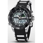 FENKOO Herren Armbanduhr Japanischer Quartz LCD/Kalender/Chronograph/Wasserdicht/Duale Zeitzonen/Alarm Caucho Band Schwarz Marke- WEIDE
