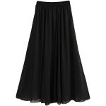 Schwarze Unifarbene Boho Maxi Chiffonröcke aus Chiffon für Damen Größe XL für den für den Sommer 
