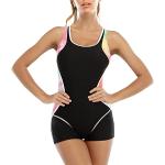 Schwarze Damenschwimmanzüge & Damensportbadeanzüge mit Racerback Größe L 1-teilig für den für den Sommer 