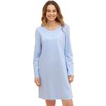 Blaue Langärmelige Féraud Paris Damennachthemden aus Baumwolle Größe M 