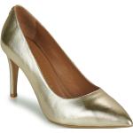 Reduzierte Goldene Fericelli Damenpumps aus Leder Größe 37 mit Absatzhöhe 7cm bis 9cm 