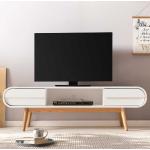 Weiße Skandinavische Rodario TV-Lowboards & Fernsehtische lackiert aus Massivholz mit Schublade Breite 100-150cm, Höhe 50-100cm, Tiefe 0-50cm 