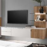 Weiße Moderne Nature Dream TV-Lowboards & Fernsehtische lackiert aus Massivholz mit Schublade Breite 200-250cm, Höhe 0-50cm, Tiefe 0-50cm 
