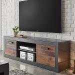 Dunkelgraue Industrial Brandolf TV-Lowboards & Fernsehtische aus Recyclingholz Breite 150-200cm, Höhe 50-100cm, Tiefe 0-50cm 