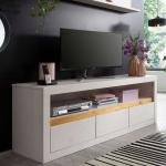 Weiße Moderne Basilicana TV Schränke & Fernsehschränke Gebeizte aus Massivholz mit Schublade Breite 150-200cm, Höhe 50-100cm, Tiefe 0-50cm 