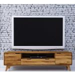 Braune Moderne Basilicana TV-Lowboards & Fernsehtische geölt aus Massivholz mit Schublade Breite 150-200cm, Höhe 0-50cm, Tiefe 0-50cm 