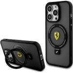 Ferrari Ring Stand MagSafe Hülle Cover für iPhone 15 Pro Max - Schwarz