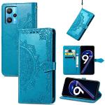 Blaue realme 9 Hüllen Art: Flip Cases mit Mandala-Motiv mit Muster aus Glattleder stoßfest 