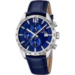 Festina Chronograph » Herren Uhr F16760/3 Chronograph«, (Armbanduhr), Herren Armbanduhr rund, Lederarmband dunkelblau, blau