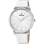 Festina Quarzuhr » Damen Uhr Elegant F20371/1 Leder«, (Armbanduhr), Damen Armbanduhr rund, Lederarmband weiß, weiß