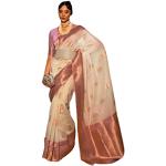 Cremefarbene Elegante Saris aus Seide für Damen Einheitsgröße für Festivals 