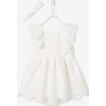 Weiße Elegante Ärmellose Kinderfestkleider mit Knopf aus Baumwolle Größe 80 
