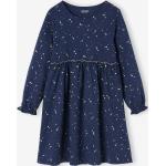 Blaue Sterne Elegante Langärmelige Vertbaudet Druckkleider & bedruckte Kinderkleider mit Volants aus Jersey für Mädchen Größe 110 
