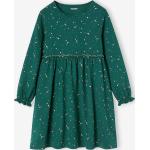 Grüne Elegante Langärmelige Vertbaudet Druckkleider & bedruckte Kinderkleider mit Volants aus Jersey für Mädchen Größe 146 