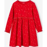 Rote Elegante Langärmelige Vertbaudet Druckkleider & bedruckte Kinderkleider mit Volants aus Jersey für Mädchen Größe 146 