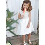Weiße Elegante Kinderkleider mit Reißverschluss aus Baumwolle für Mädchen Größe 146 