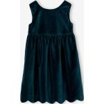 Grüne Elegante V-Ausschnitt Kindersamtkleider mit Reißverschluss aus Baumwolle für Mädchen Größe 146 