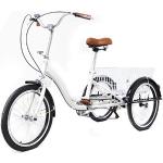 Fetcoi 20 Zoll Erwachsene Dreirad mit Einkaufskörbe 1 Gang 3 Rädern Fahrrad Fahrzeughöhe Einstellbar Tricycle für Ältere Menschen Einkaufen Reisen, Weiss