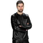 Schwarze Elegante Langärmelige Fetish-Design Herrenlangarmhemden mit Reißverschluss aus Leder Größe 4 XL für den für den Frühling 