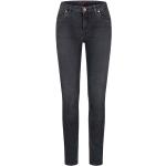 Schwarze FEUERVOGL Bio Nachhaltige Skinny Jeans mit Knopf aus Leder für Damen Größe M 