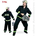 Schwarze Feuerwehr-Kostüme für Herren Größe XL 