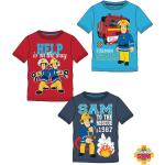 Rote Kurzärmelige Feuerwehrmann Sam Rundhals-Ausschnitt Kinder T-Shirts aus Baumwolle Größe 128 