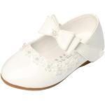 Weiße Elegante Mary Jane Ballerinas mit Schnürsenkel aus Leder rutschfest für Kinder Größe 25 für den für den Sommer 